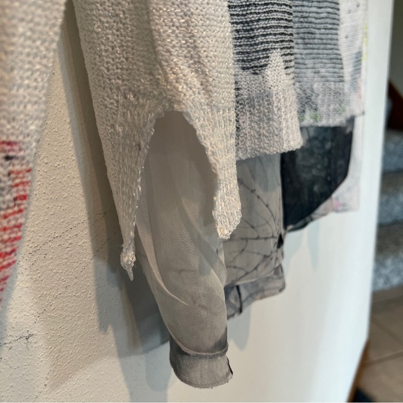 Sioni Lightweight Open Knit Watercolor Floral Layered Long Sleeve Sweater - Picture 3 of 9